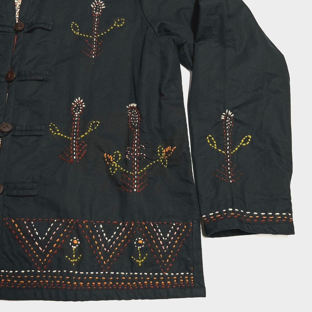 Market Place Cotton V-neck Embroidered Jacket Ethnic Boho Art to Wear Medium - Picture 10 of 16